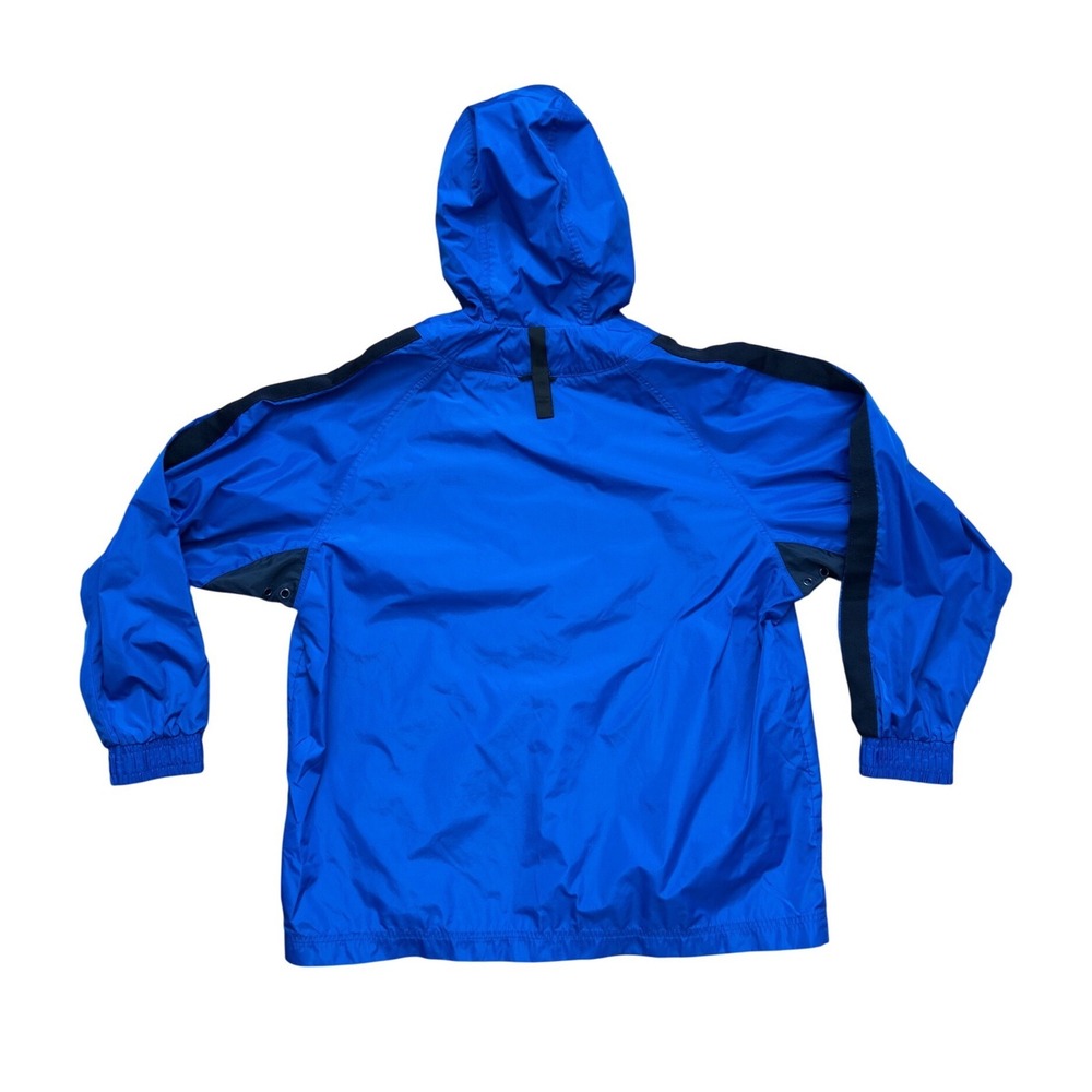 VTG 90s center check nike windbreaker pullover 1/2 zip hooded jacket blue L - Picture 3 of 6